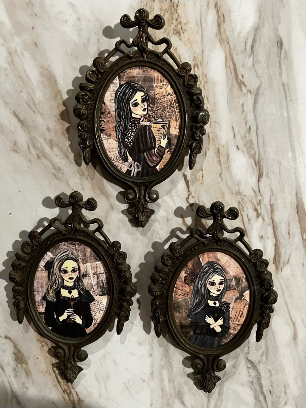 Set of 3 Vintage Italian Framed Gothic Art Prints